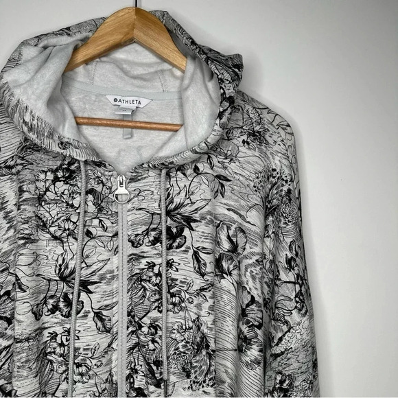 Athleta Grey Eden Floral Balance Zip-Up Hooded Sweatshirt Size 2X - Picture 4 of 10